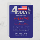 編集可能な愛国的な7月4日アメリカ独立記念日パーティー 招待状 (正面/裏面)