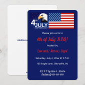 編集可能な愛国的な7月4日祝賀会のワシのイラスト 招待状 (正面/裏面)