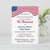 編集可能な愛国的USAフラグ軍隊退職 招待状 (スタンド正面)