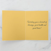 編集可能な感謝祭トルコのカボチャ離れと カード (内部)