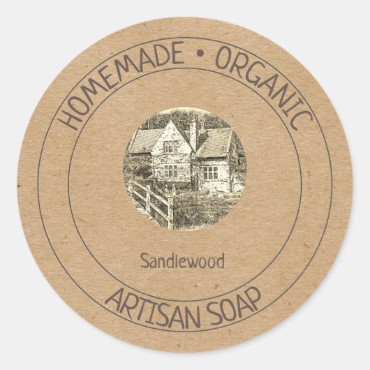 編集可能な手作りアーティザンソークラフト紙 ラウンドシール (正面)