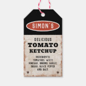 編集可能な手作りトマトケチャップの錆びた看板 ギフトタグ (正面)