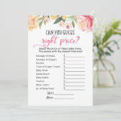 編集可能な推定右の価格ゲーム赤ちゃんシャワーカード 招待状 (スタンド正面)