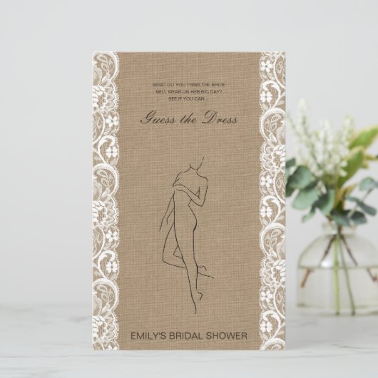 編集可能な推測ドレスブライダルシャワーゲーム (スタンド正面)