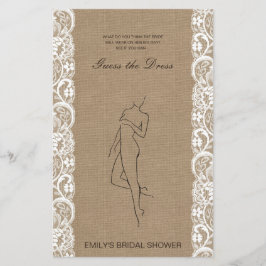編集可能な推測ドレスブライダルシャワーゲーム