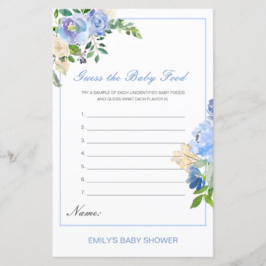 編集可能な推測ベビー食品ベビーシャワーゲーム (正面)