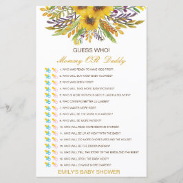 編集可能な推測Who、ママまたはパパ赤ちゃんシャワーゲーム