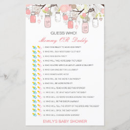 編集可能な推測Who、ママまたはパパ赤ちゃんシャワーゲーム