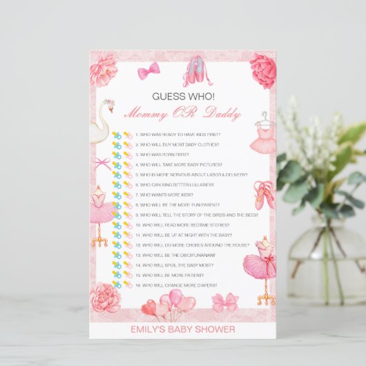 編集可能な推測Who、ママまたはパパ赤ちゃんシャワーゲーム (スタンド正面)