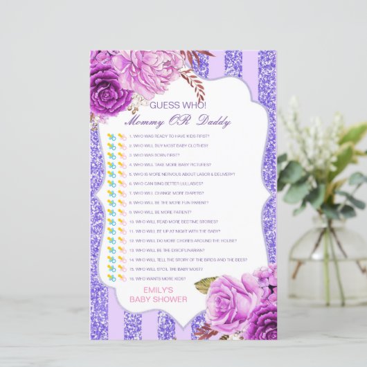 編集可能な推測Who、ママまたはパパ赤ちゃんシャワーゲーム (スタンド正面)