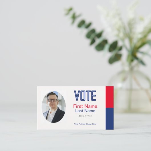 編集可能な政治的キャンペーンフォト名刺 名刺 (スタンド正面)