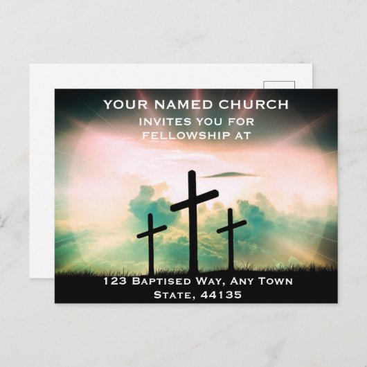 編集可能な教会の招待はがき ポストカード (正面/裏面)