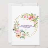 編集可能な文字でブライダルシャワー招待 招待状 (裏面)