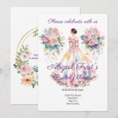 編集可能な文字でブライダルシャワー招待 招待状 (正面/裏面)