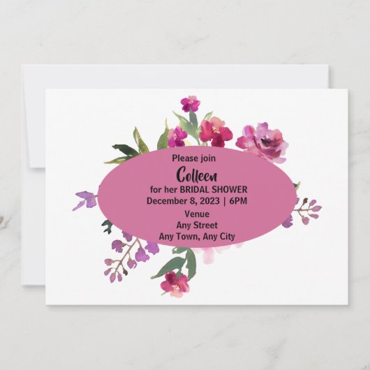 編集可能な文字でブライダルシャワー招待 招待状 (正面)