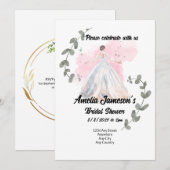 編集可能な文字でブライダルシャワー招待 招待状 (正面/裏面)