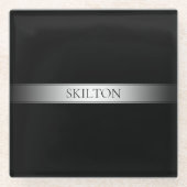 編集可能な文字と色 | グラデーシストライプョン付き縁ど/ ガラスコースター (正面)