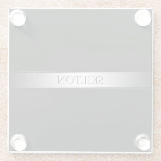 編集可能な文字と色 | グラデーシストライプョン付き縁ど/ ガラスコースター (裏面)