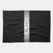 編集可能な文字と色 | グラデーシストライプョン付き縁ど/ キッチンタオル (横)