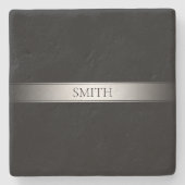 編集可能な文字と色 | グラデーシストライプョン付き縁ど/ ストーンコースター (正面)