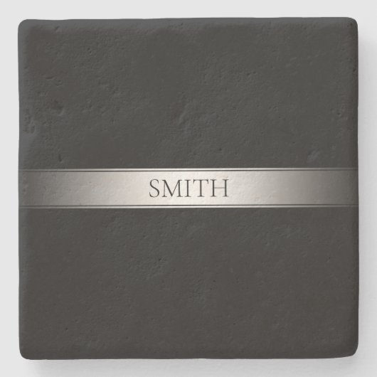 編集可能な文字と色 | グラデーシストライプョン付き縁ど/ ストーンコースター (正面)