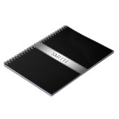 編集可能な文字と色 | グラデーシストライプョン付き縁ど/ ノートブック (左側)