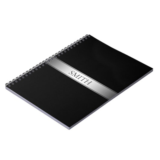 編集可能な文字と色 | グラデーシストライプョン付き縁ど/ ノートブック (左側)