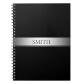 編集可能な文字と色 | グラデーシストライプョン付き縁ど/ ノートブック (正面)