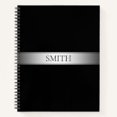 編集可能な文字と色 | グラデーシストライプョン付き縁ど/ ノートブック (正面)