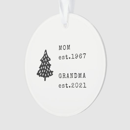 編集可能な新しいおばあちゃんのプレゼント妊娠のお知らせ オーナメント (正面)