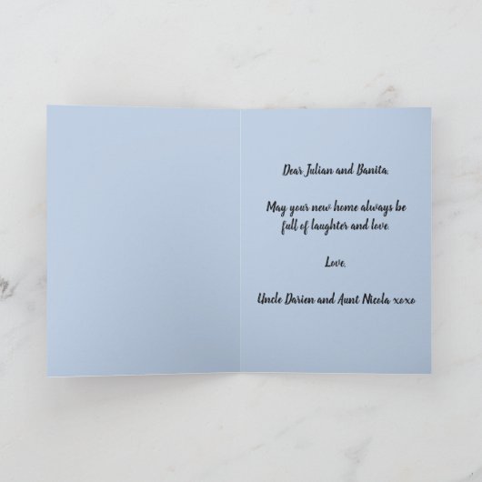編集可能な新しい家の祝賀カード カード (内部)