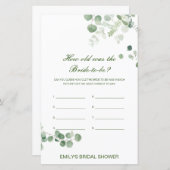 編集可能な新婦の年齢ブライダルシャワーゲーム (正面/裏面)