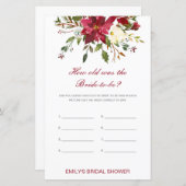 編集可能な新婦の年齢ブライダルシャワーゲーム (正面/裏面)