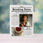 編集可能な新聞の誕生日招待状テンプレート アクリルサイン (ニュートラル)