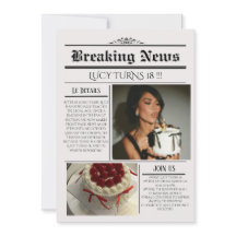編集可能な新聞の誕生日招待状テンプレート