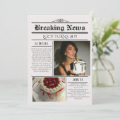 編集可能な新聞の誕生日招待状テンプレート 招待状 (スタンド正面)