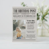 編集可能な新聞の誕生日招待状 | ヴィンテージ風 招待状 (スタンド正面)