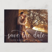 編集可能な日付を保存する白い手書き写真 ポストカード (正面)