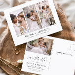編集可能な日付を保存4写真白文字 ポストカード<br><div class="desc">写真モダン日付のカー結婚ドを保存[日付の招待カードを保存する]には、白い背景に白いタイポグラフィとシックでシックなのデザインが含まシンプルれ、婚約写真の写真を追加できまカスタマイズす。</div>
