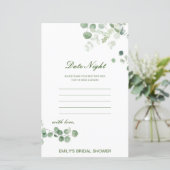 編集可能な日付ナイトカードブライダルシャワーゲーム (スタンド正面)