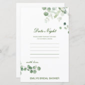 編集可能な日付ナイトカードブライダルシャワーゲーム (正面/裏面)