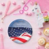 編集可能な星とストライプへようこそ ペーパープレート (パーティー)