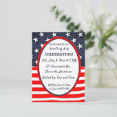 編集可能な星とストライプ7月4日招待状 インビテーションポストカード (スタンド正面)