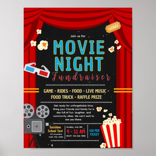 編集可能な映画の夜の資金調達チラシ ポスター (正面)