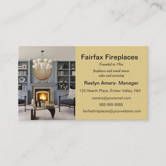 編集可能な暖炉と木ストーブ 名刺 (正面)