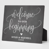 編集可能な最初のサイン結婚へようこそ フォトプラーク (側面)