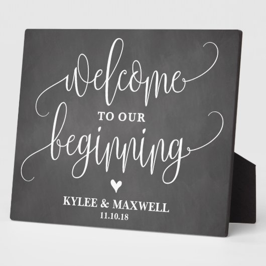 編集可能な最初のサイン結婚へようこそ フォトプラーク (側面)