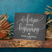 編集可能な最初のサイン結婚へようこそ フォトプラーク (側面)