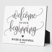 編集可能な最初のサイン結婚へようこそ フォトプラーク (側面)