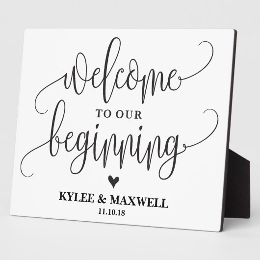 編集可能な最初のサイン結婚へようこそ フォトプラーク (側面)